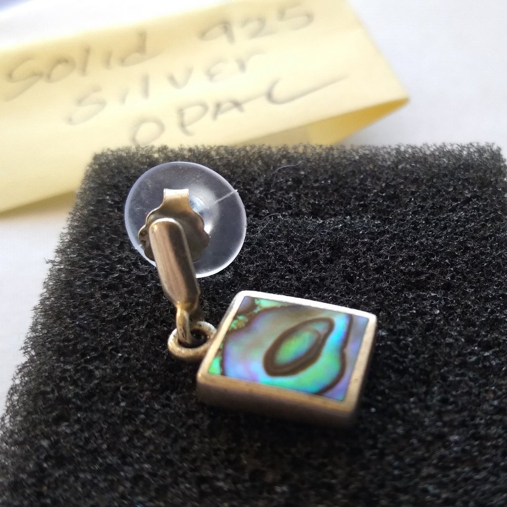 925 handmade silver single men's earring with blue opal sliver imported